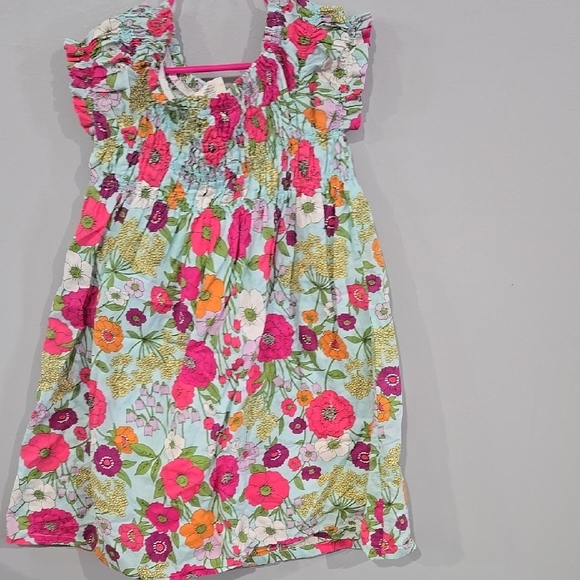 Crazy 8 Pink and Red Smocked Sundress with Flutter Sleeves - Picture 3 of 6